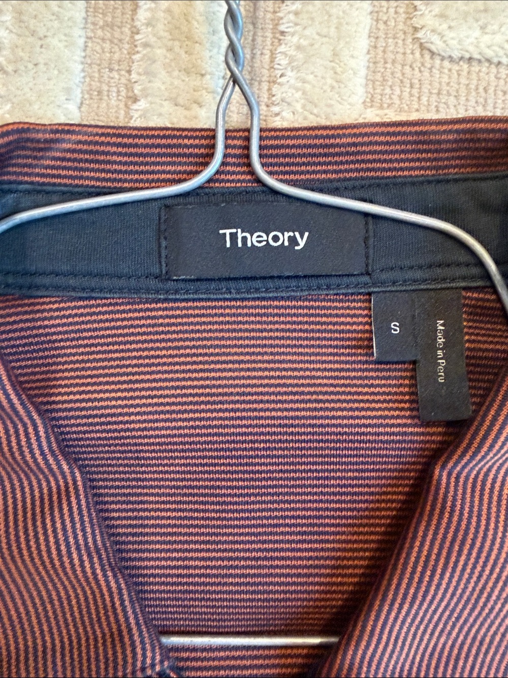 Theory Men's Long-Sleeve Polo in Red-Brown - Picture 2 of 4